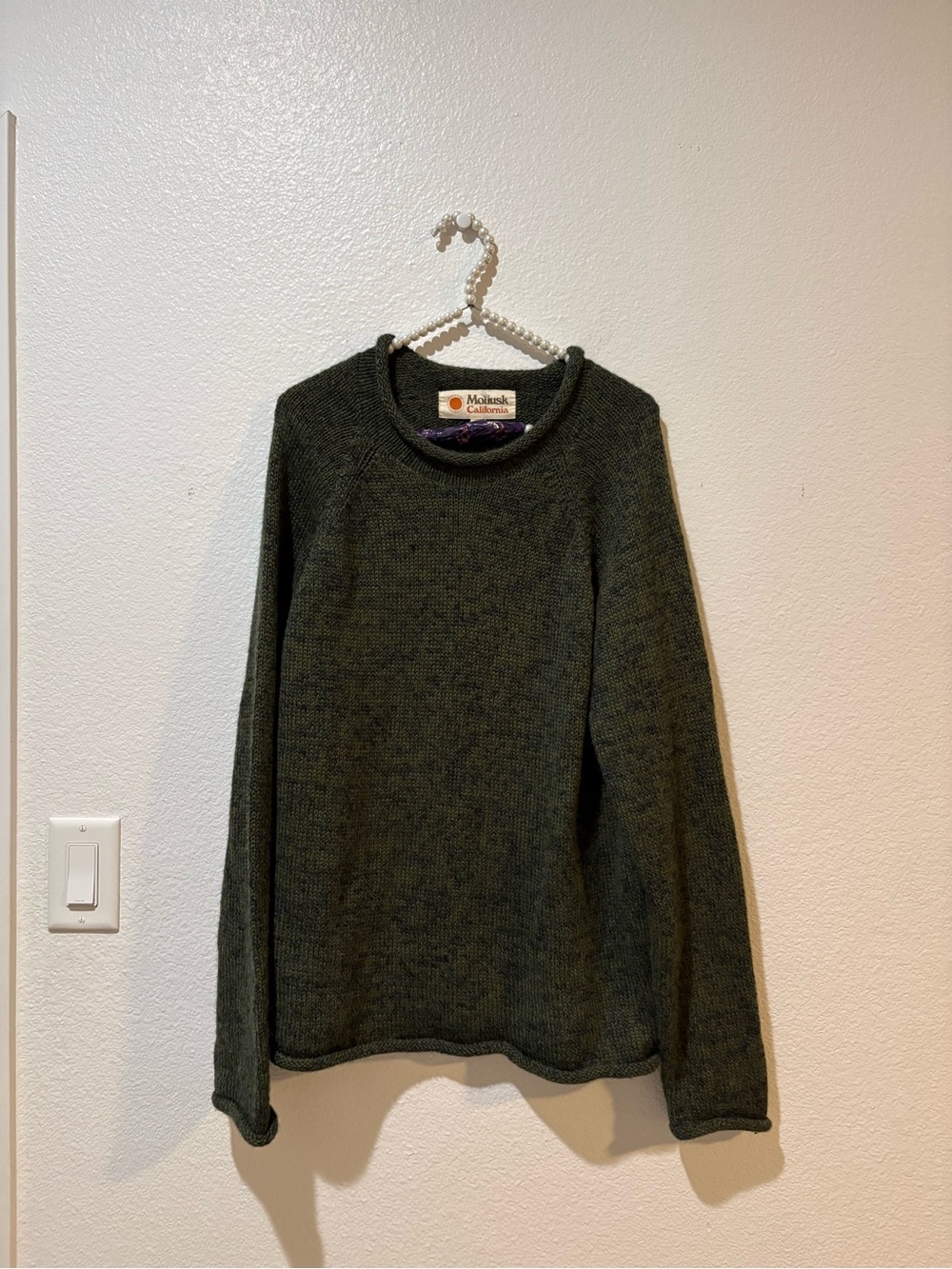 Mollusk california M Men's Olive Crewneck Sweater Alpaca